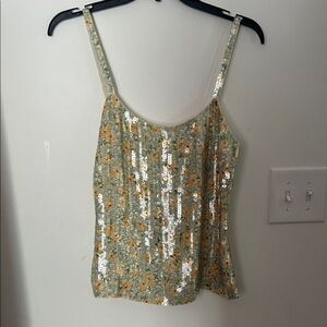 Ralph Lauren Sequined Floral Cami Tank Top